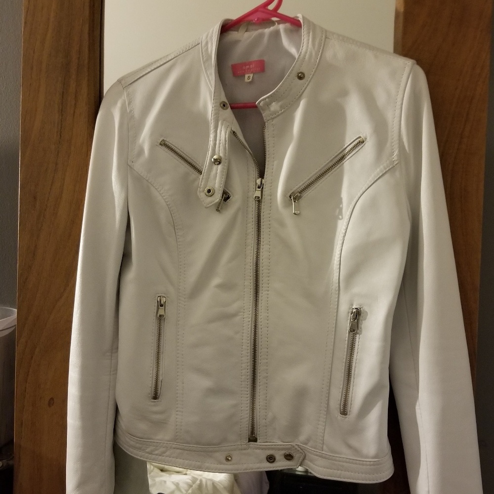 White Leather Moto Jacket